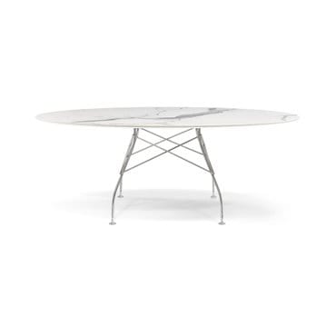 Kartell 카르텔 Glossy Marble (Chrome Frame)(화이트) 테이블