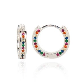 [Ie378]Rainbow Stone Silver Earring