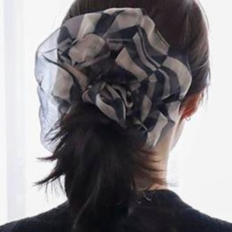 신세계라이브쇼핑 [옷자락] 여자 줄무늬 큰 헤어정리 편리한 곱창 머리끈