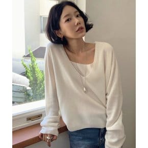 Wool cashmere V neck knit set [TIFA05SW04]_Ivory