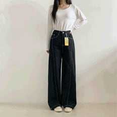 / [기장선택/S-2XL]로드 논페이드 절개 와이드 데님팬츠 청바지 2color