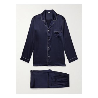 ZIMMERLI 짐멀리 실크 새틴 파자마 세트 블루 46376663162965007