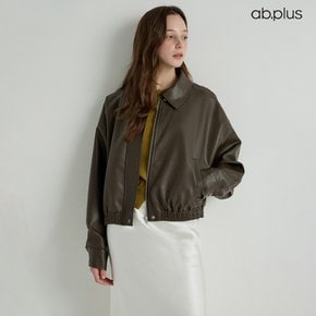 [ab.plus] 페이크 레더 블루종 자켓 (LSA3MJ36A)