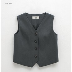 (VT-0266)FLO LINEN SET-UP V-NECK VEST