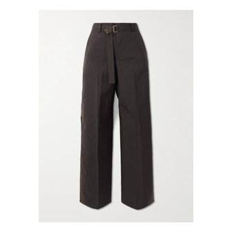 사카이 벨트 페이즐리 프린트 셸 트리밍 울 와이드 팬츠 브라운 46376663162908257