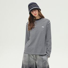 로고 자수 스트라이프 티셔츠 EMP3WTS080