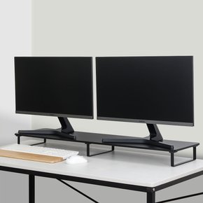7NC 원목 듀얼 모니터 받침대 와이드 스탠드 선반 받침