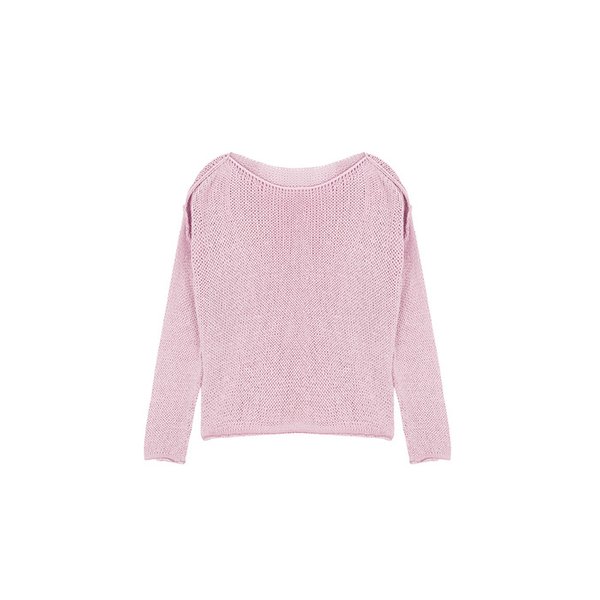 Boat neck mesh knit - indi pink