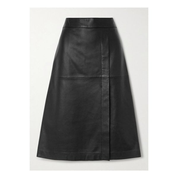 세브르 랩 이펙트 가죽 미디 스커트 블랙 1647597325000512