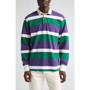 4001517 Drakes Stripe Long Sleeve Rugby Polo