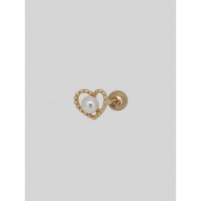 14k heart dot line pearl piercing