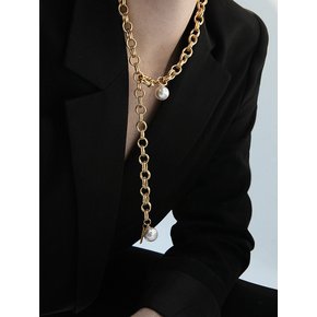 gold layer chain pearl necklace