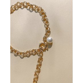 gold layer chain pearl necklace