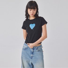 [TOPGIRL] HEART-SHAPED BALOON-PRINTED T-SHIRT_T416TP103(BK)