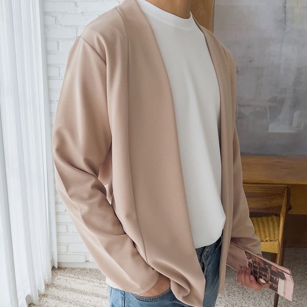 남자 봄 여름 링클 프리 가디건 5C5-CA-Q013-블랙