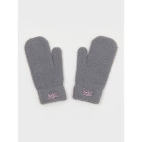 FLUFFY LOGO MITTEN GLOVE CHARCOAL