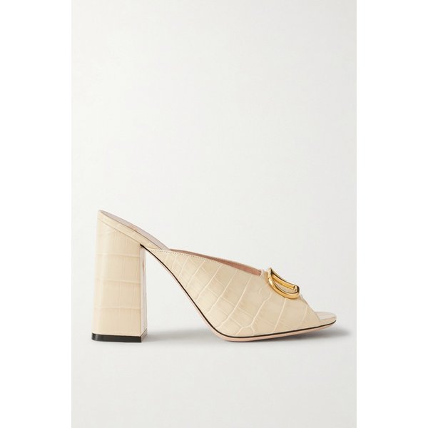 V로고 장식 크로크 가죽 뮬 46376663163044534