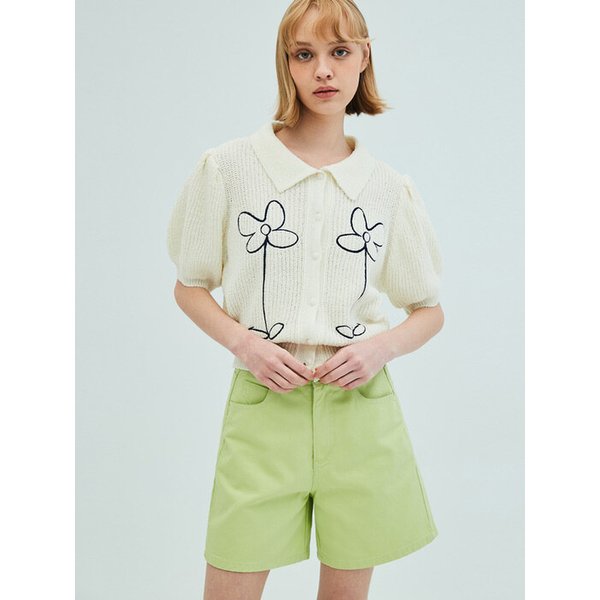 [리퍼브] Color Denim Shorts_Lime