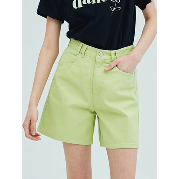 [리퍼브] Color Denim Shorts_Lime