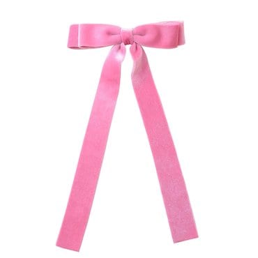 키즈스퀘어 [메르시밴드] 룩앳미 벨벳 긴꼬리 리본 자동핀 (pink)