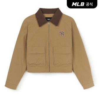 MLB [코리아공식] 여성 베이직 카라 크롭 워크자켓 NY (D.Beige)