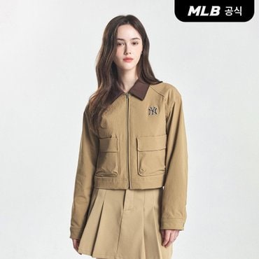 MLB [코리아공식] 여성 베이직 카라 크롭 워크자켓 NY (D.Beige)