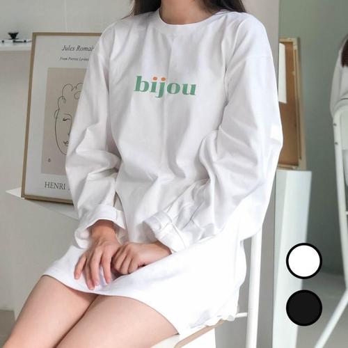 [험블] 비쥬 감성 레터링 여성 데일리 코튼 긴팔 티셔츠(1)