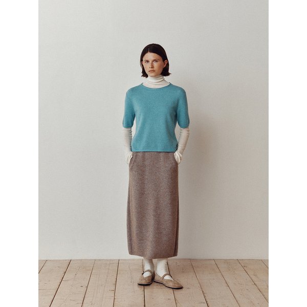 Baby alpaca oval silhouette skirt_Salty desert