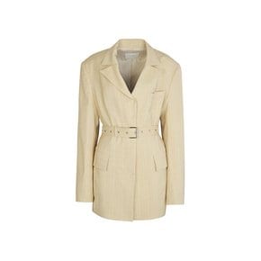 HIDDEN BUTTON VISCOSE JACKET (YELLOW)