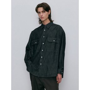 Washed over denim shirt (black)