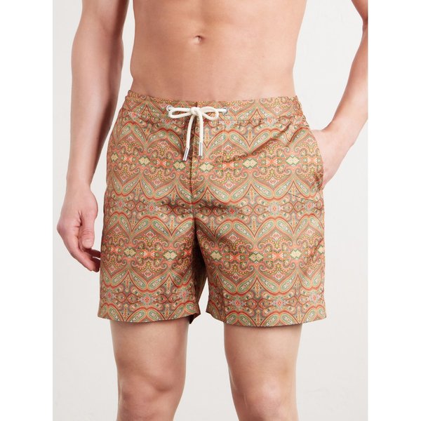 불독 스트레이트 레그 미드 렝스 페이즐리 프린트 스윔 쇼츠 46376663163008209