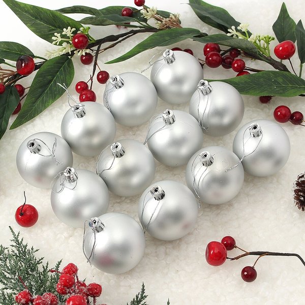 실버 무광볼 12p세트(6cm) 트리 장식구슬