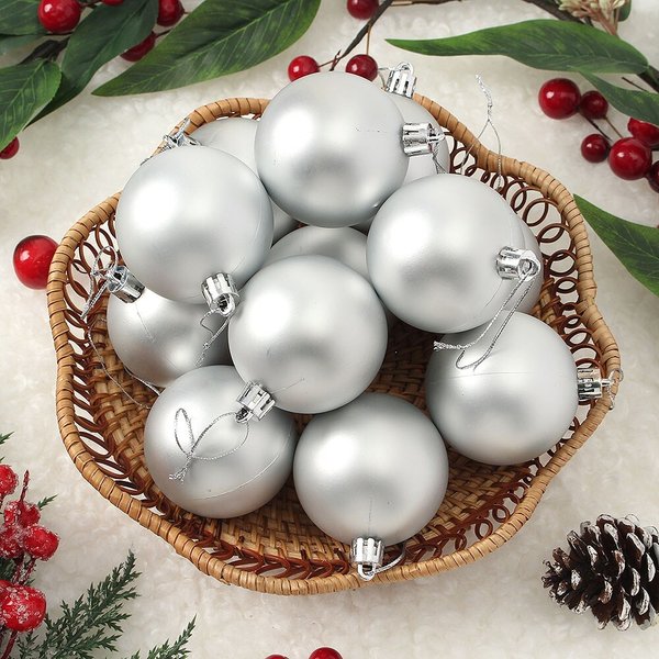 실버 무광볼 12p세트(6cm) 트리 장식구슬