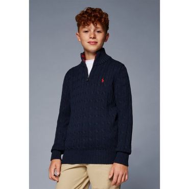 폴로 키즈 폴로 랄프로렌 CABLE-KNIT 코튼 QUARTER-ZIP 점퍼 - 점퍼 - 네이비 9324669 100525178