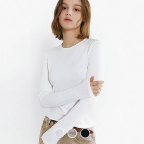 NEW 여자 슬림핏 립(골지) 라운드넥 긴팔 티셔츠 325505