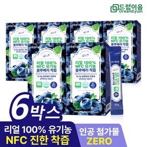 [쇼핑백증정] 드림이음 리얼 100 NFC 유기농 블루베리 즙 착즙 미국산 원액 스틱 14포 6박스