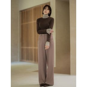 헤이즈 절개 기모 와이드 슬랙스(딥베이지)
