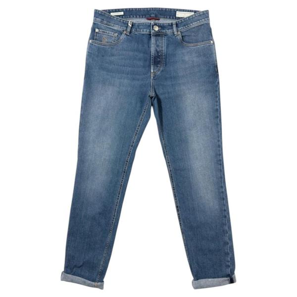 확대된 대표 26SS 브루넬로 쿠치넬리 트래디셔널 핏 중청 데님 팬츠 M283PD3210 C1471