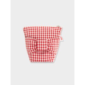 Checked Bow Pouch_red