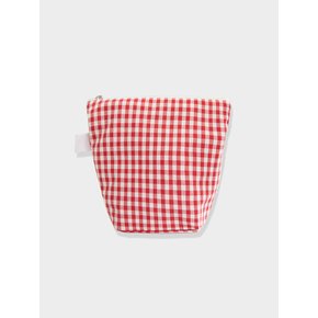 Checked Bow Pouch_red