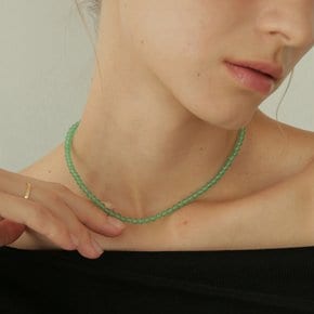 [ 본사정품 / 실크 파우치 쇼핑백 증정 ] 실버 925 라이트 그린 옥 목걸이 4mm