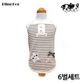 OP 블링독 오가닉 끈 스타 티셔츠 6벌세트 강아지 옷