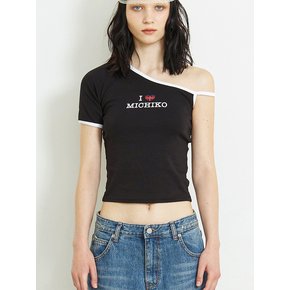 HEART UNION JACK UNBALANCE TOP BLACK