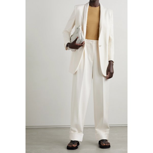 Cassandro Pleated Stretch-wool Tapered Pants 화이트