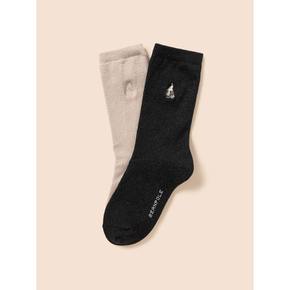 여아 펄 양말 2PACK  블랙 BI68KTG045