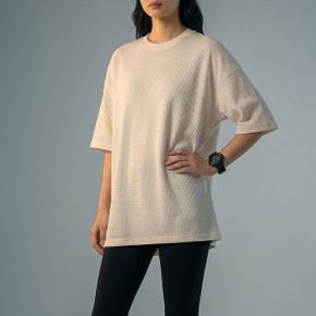 여성 시어서커 무지반팔 티셔츠_P419358681