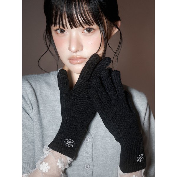 KNIT LOGO 장갑 BLACK