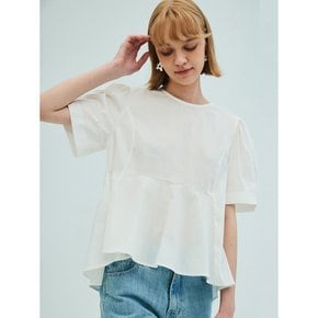 [7/17부터 순차배송] Back Ribbon Detail Peplum Blouse_White