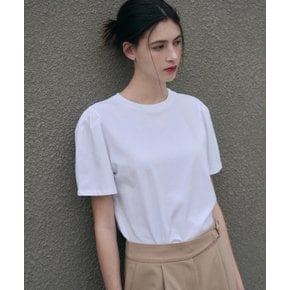 퍼프 슬리브 수피마 코튼 반팔 티셔츠 [2COLOR]