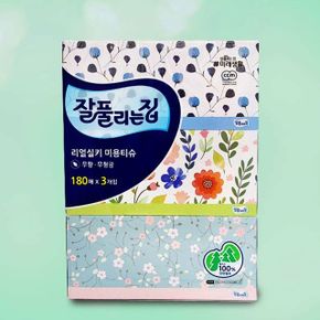 잘풀리는집 리얼실키 부드러운 미용티슈 180매 3곽